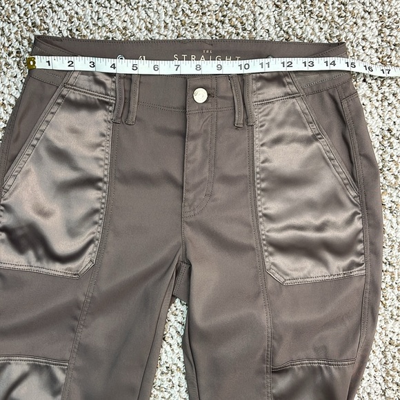 WHITE HOUSE BLACK MARKET Satin Panel Taupe Utility Straight Crop Pants Sz 4L - Picture 13 of 16